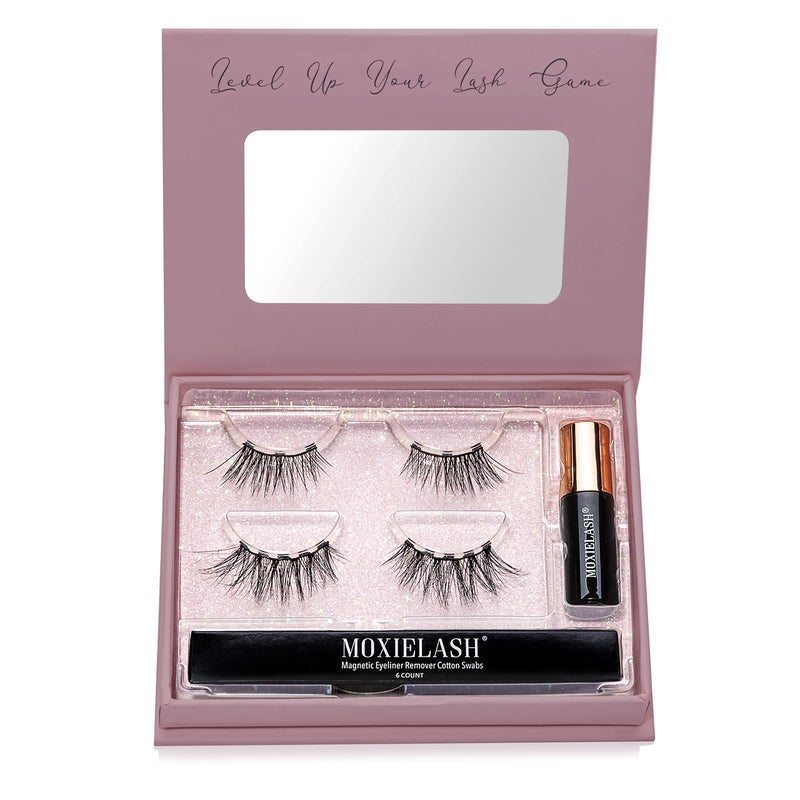 MoxieLash Magnetic Eyelashes with Eyeliner Kit - Essentials Kit Vol 2 - Natural Looking False Eyelashes - Sassy & Baby Lash + Magnetic Eyeliner + Remover Swabs - USA Owned - No Glue - Image 1